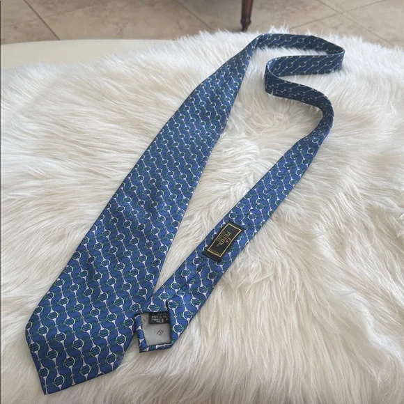 Fendi Vintage Blue Patterned Men's Silk Tie